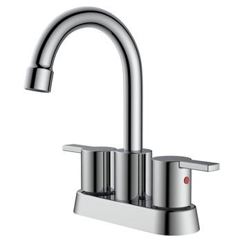 4 in. Double Handle Centerset Double Handle Bathroom Faucet with Drain Kit Included